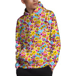 Smiley Faces Emoji Pattern Print Pullover Hoodie