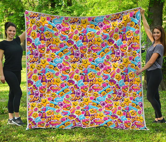 Smiley Faces Emoji Pattern Print Quilt