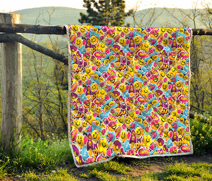 Smiley Faces Emoji Pattern Print Quilt