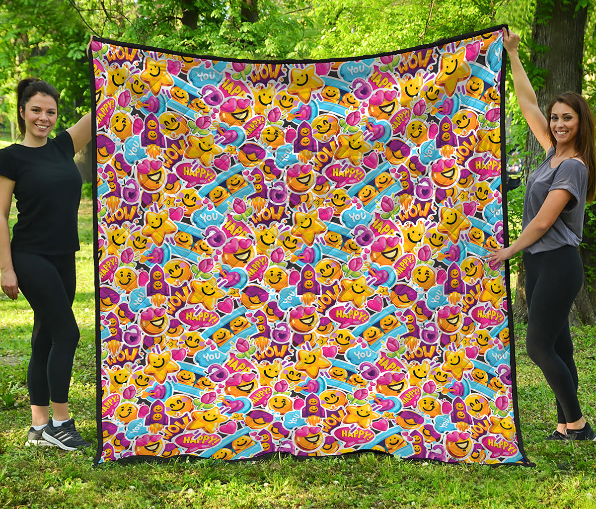 Smiley Faces Emoji Pattern Print Quilt