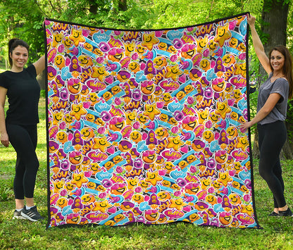 Smiley Faces Emoji Pattern Print Quilt