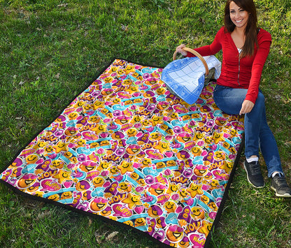 Smiley Faces Emoji Pattern Print Quilt