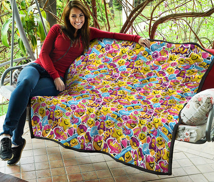 Smiley Faces Emoji Pattern Print Quilt
