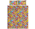 Smiley Faces Emoji Pattern Print Quilt Bed Set
