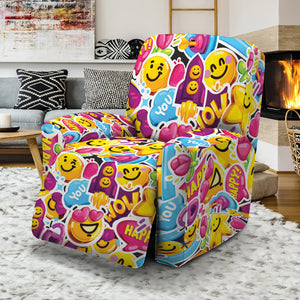 Smiley Faces Emoji Pattern Print Recliner Slipcover