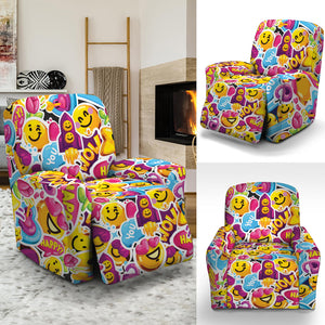 Smiley Faces Emoji Pattern Print Recliner Slipcover