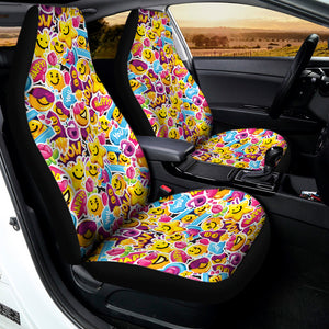 Smiley Faces Emoji Pattern Print Universal Fit Car Seat Covers