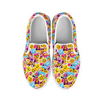 Smiley Faces Emoji Pattern Print White Slip On Shoes