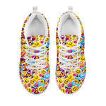 Smiley Faces Emoji Pattern Print White Sneakers