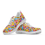 Smiley Faces Emoji Pattern Print White Sneakers