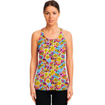 Smiley Faces Emoji Pattern Print Women's Racerback Tank Top