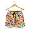 Smiley Faces Emoji Pattern Print Women's Shorts