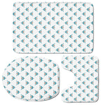 Smiley Shark Pattern Print 3 Piece Bath Mat Set