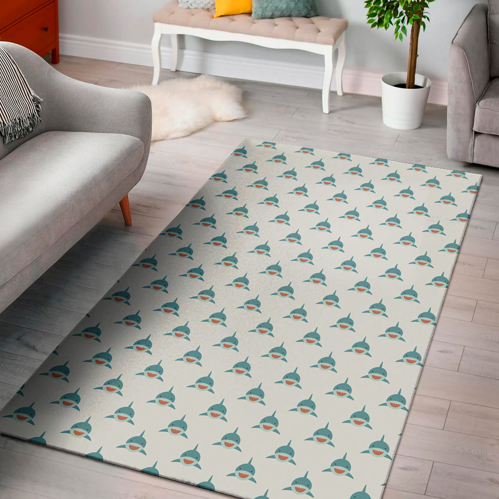 Smiley Shark Pattern Print Area Rug