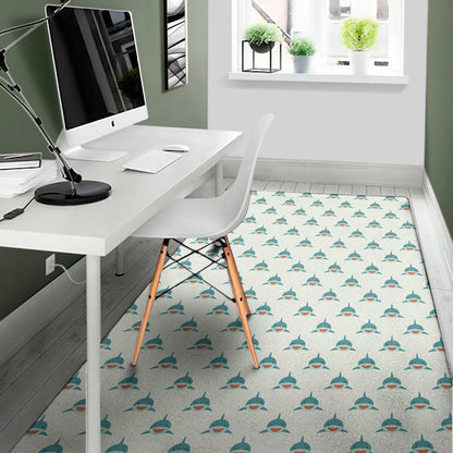 Smiley Shark Pattern Print Area Rug
