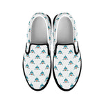Smiley Shark Pattern Print Black Slip On Shoes
