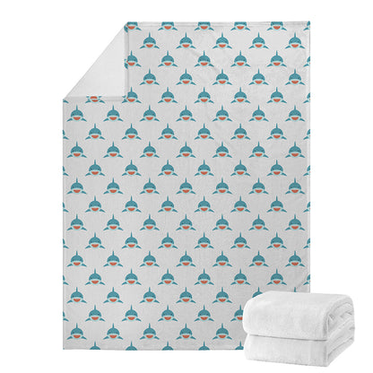 Smiley Shark Pattern Print Blanket