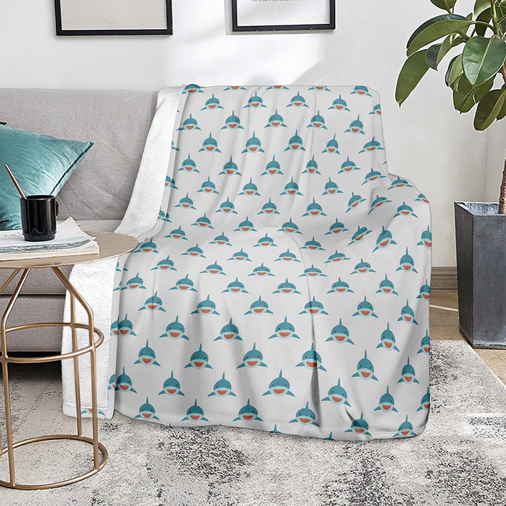Smiley Shark Pattern Print Blanket