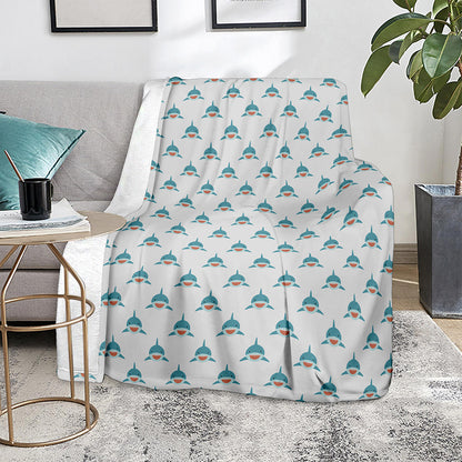 Smiley Shark Pattern Print Blanket