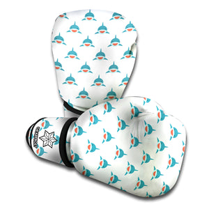 Smiley Shark Pattern Print Boxing Gloves