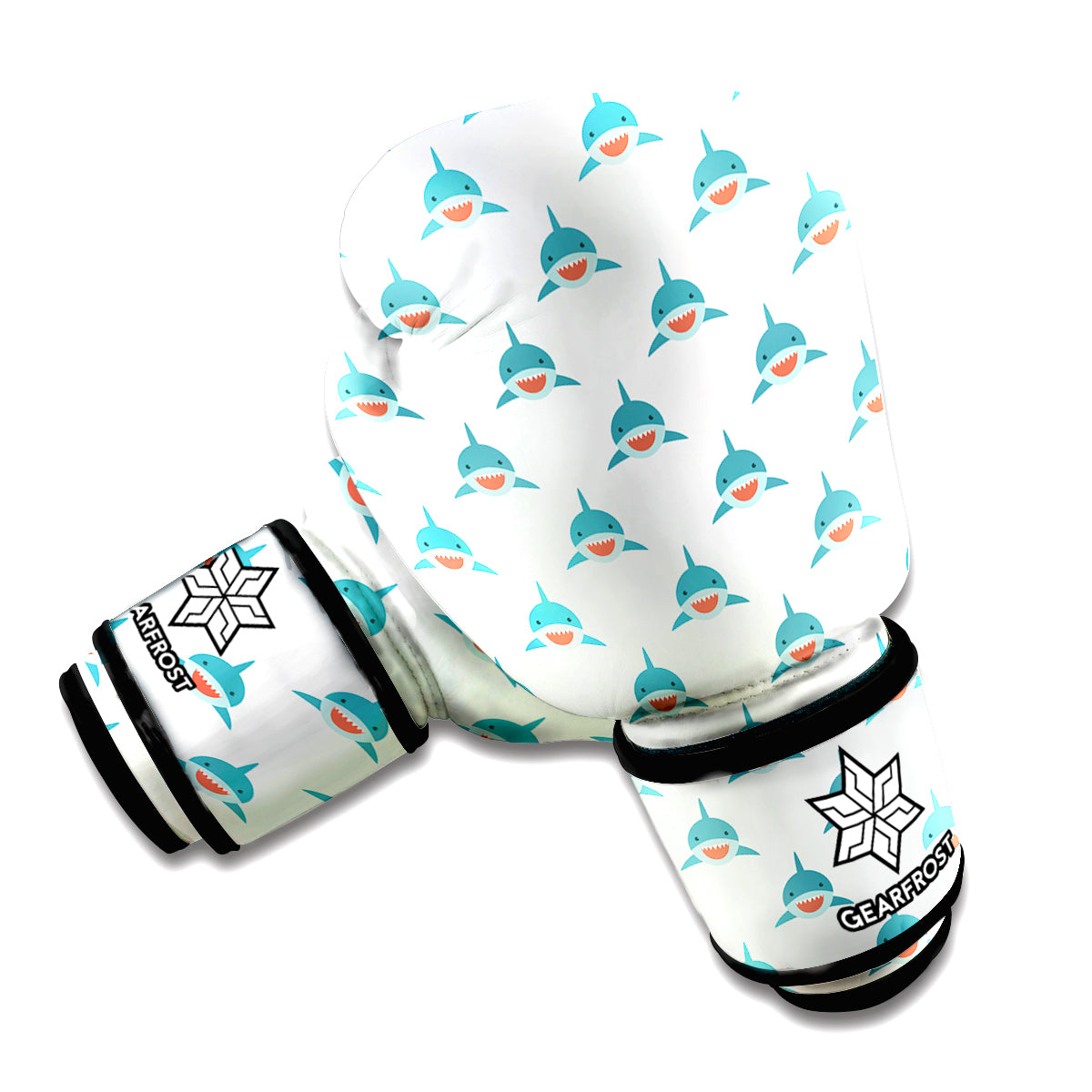 Smiley Shark Pattern Print Boxing Gloves