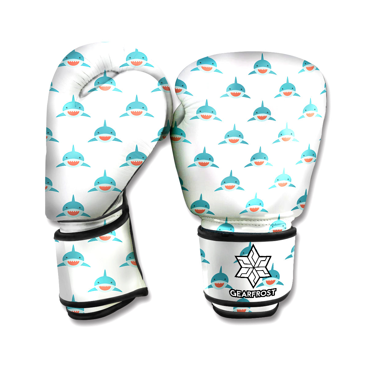 Smiley Shark Pattern Print Boxing Gloves