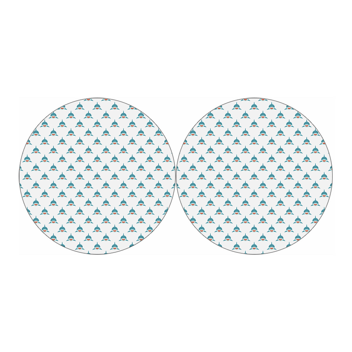 Smiley Shark Pattern Print Car Coasters