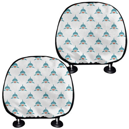 Smiley Shark Pattern Print Car Headrest Covers