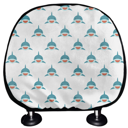 Smiley Shark Pattern Print Car Headrest Covers