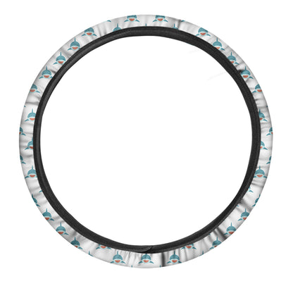 Smiley Shark Pattern Print Car Steering Wheel Cover