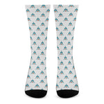 Smiley Shark Pattern Print Crew Socks