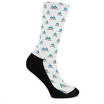 Smiley Shark Pattern Print Crew Socks