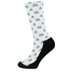Smiley Shark Pattern Print Crew Socks