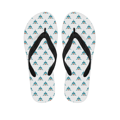 Smiley Shark Pattern Print Flip Flops