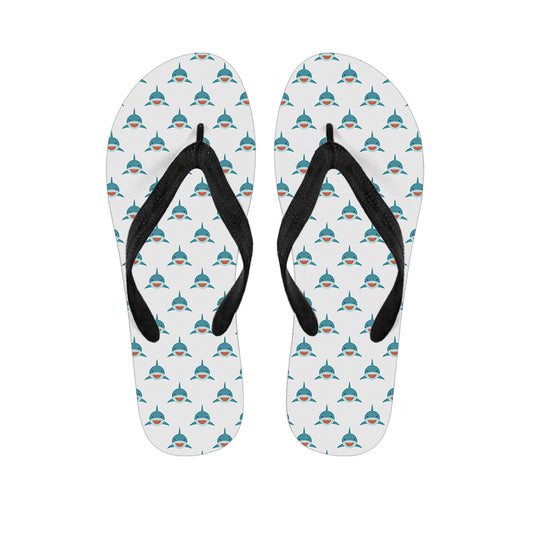 Smiley Shark Pattern Print Flip Flops