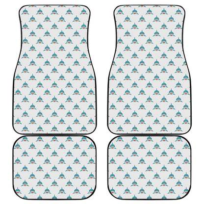Smiley Shark Pattern Print Front and Back Car Floor Mats
