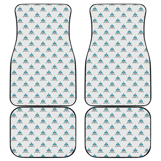 Smiley Shark Pattern Print Front and Back Car Floor Mats