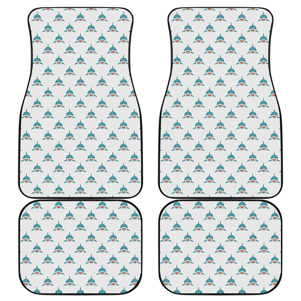 Smiley Shark Pattern Print Front and Back Car Floor Mats