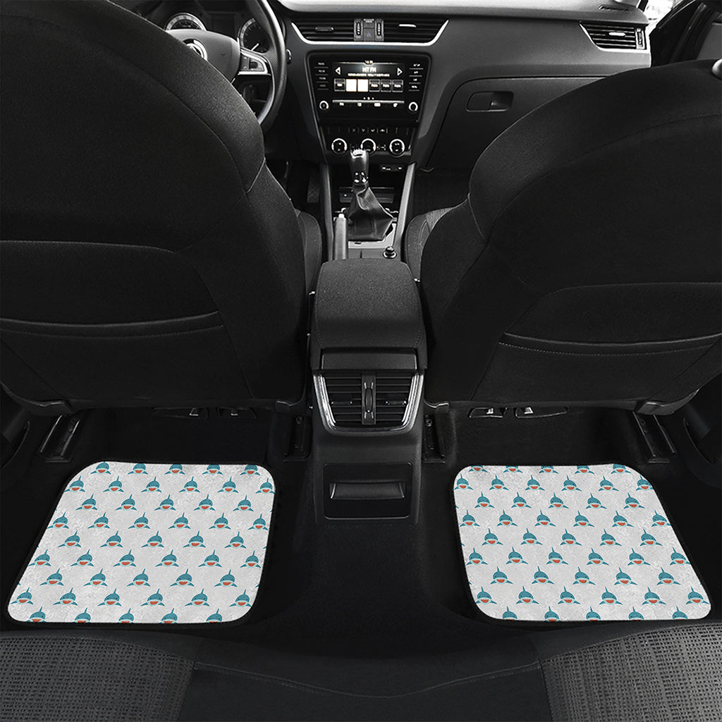 Smiley Shark Pattern Print Front and Back Car Floor Mats
