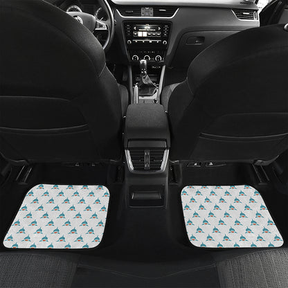 Smiley Shark Pattern Print Front and Back Car Floor Mats
