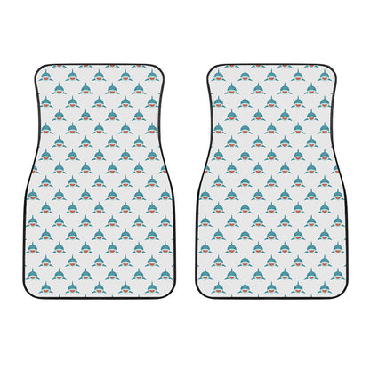 Smiley Shark Pattern Print Front Car Floor Mats