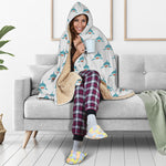 Smiley Shark Pattern Print Hooded Blanket