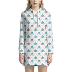 Smiley Shark Pattern Print Hoodie Dress