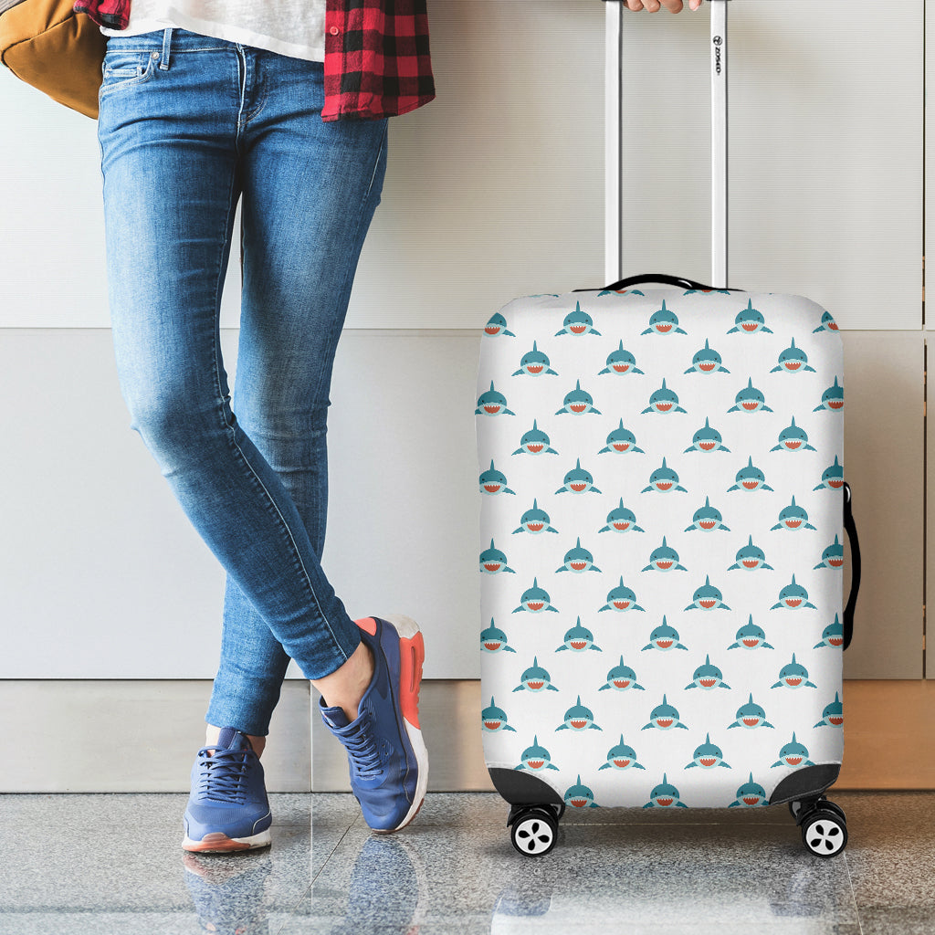 Smiley Shark Pattern Print Luggage Cover