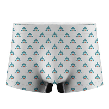 Smiley Shark Pattern Print Men's Boxer Briefs