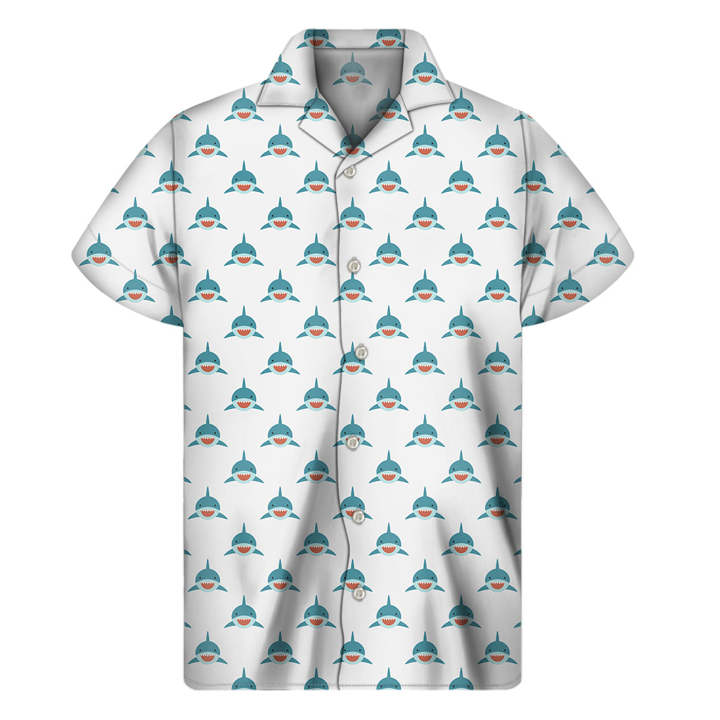 Smiley Shark Pattern Print Men's Short Sleeve Shirt