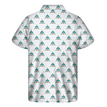 Smiley Shark Pattern Print Men's Short Sleeve Shirt