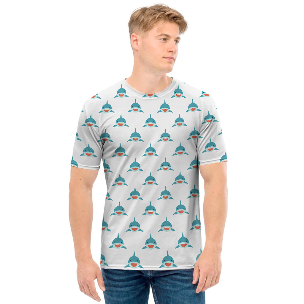 Smiley Shark Pattern Print Men's T-Shirt