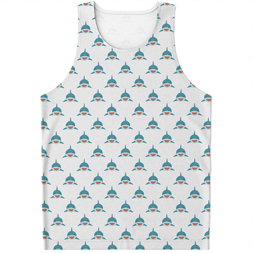 Smiley Shark Pattern Print Men's Tank Top