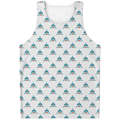 Smiley Shark Pattern Print Men's Tank Top